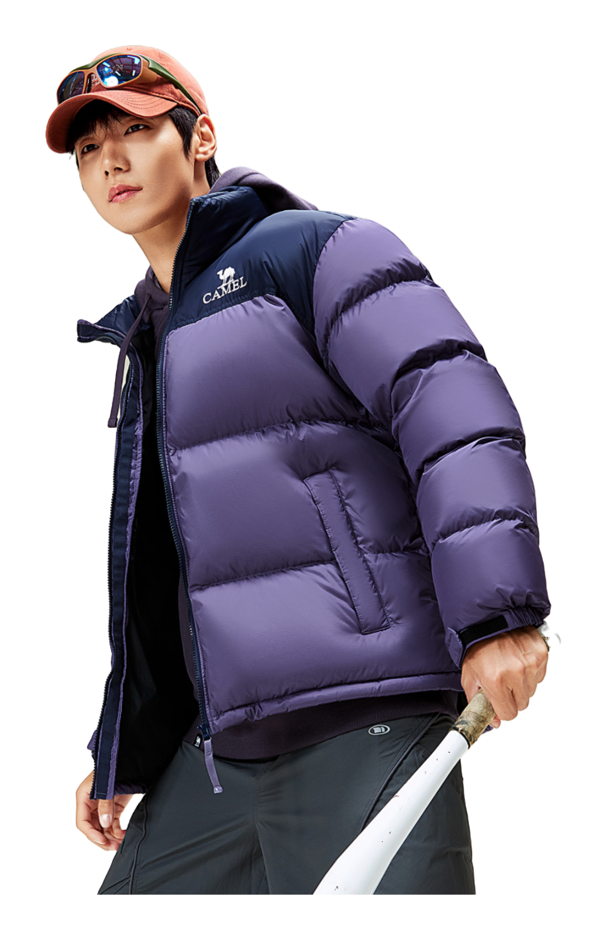 CAMEL Outdoor Color Block Soft Windproof Cold Resistant Down Jacket Unisex  vjsneaker.com