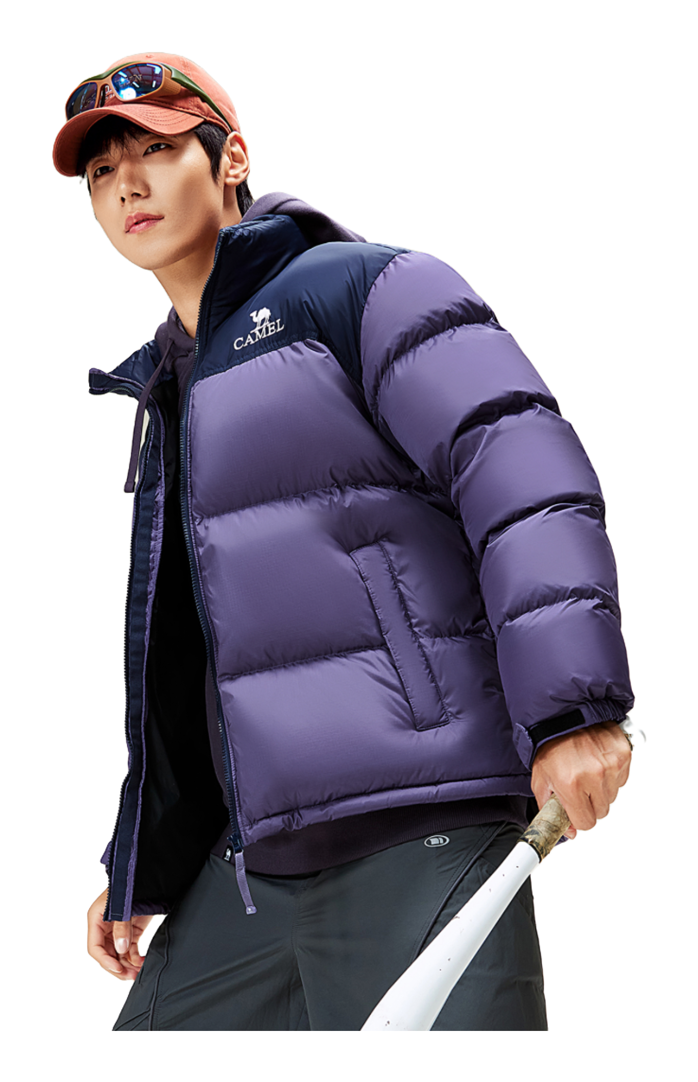 CAMEL Outdoor Color Block Soft Windproof Cold Resistant Down Jacket Unisex  vjsneaker.com