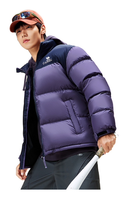 CAMEL Outdoor Color Block Soft Windproof Cold Resistant Down Jacket Unisex  vjsneaker.com