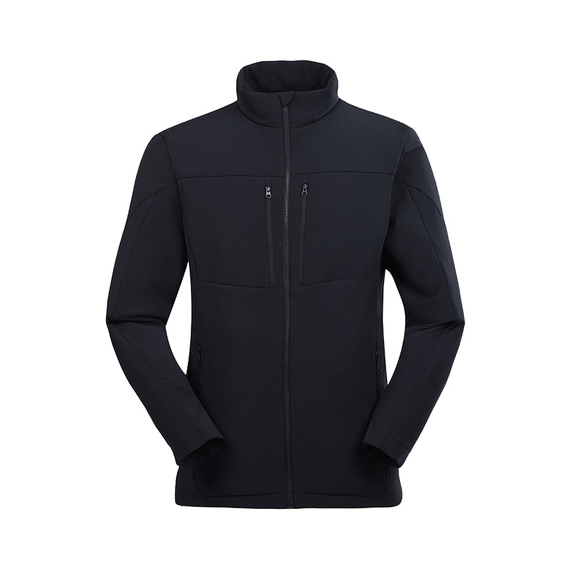 Midnight blue lightweight padded jacket, front view with full zipper