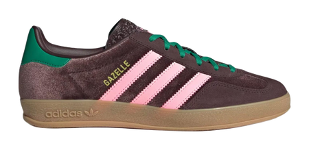 Adidas Wmns Gazelle Indoor Dark Brown Pink Green Velvet Womens  vjsneaker.com