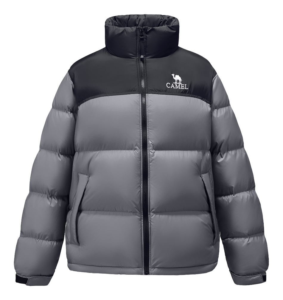 CAMEL Outdoor Color Block Soft Windproof Cold Resistant Down Jacket Unisex  vjsneaker.com
