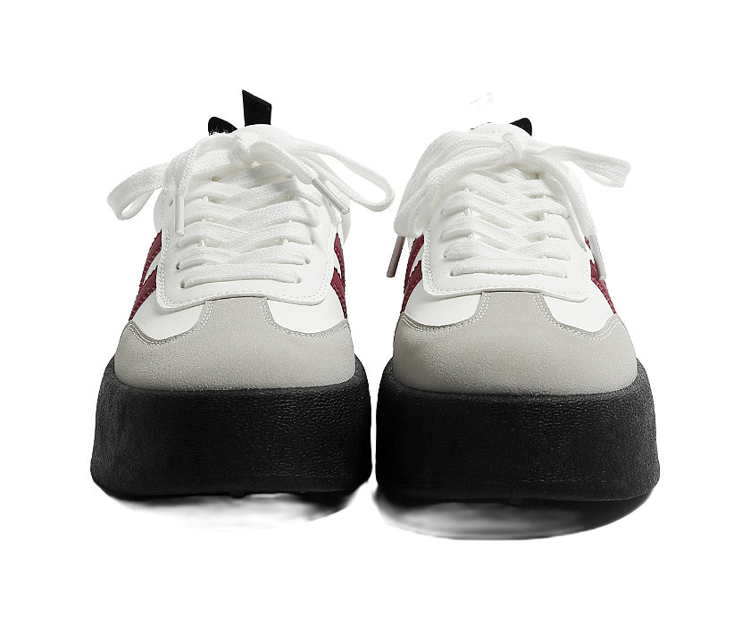 HUANQIU Slip Resistant Abrasion Resistant Low top Skateboard Shoes Women's White Red 