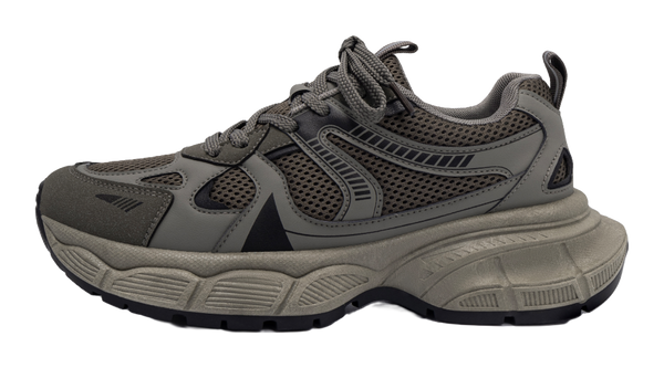 HUANQIU Slip Resistant Height Increasing Low top Chunky Sneakers Men's Gray Brown 