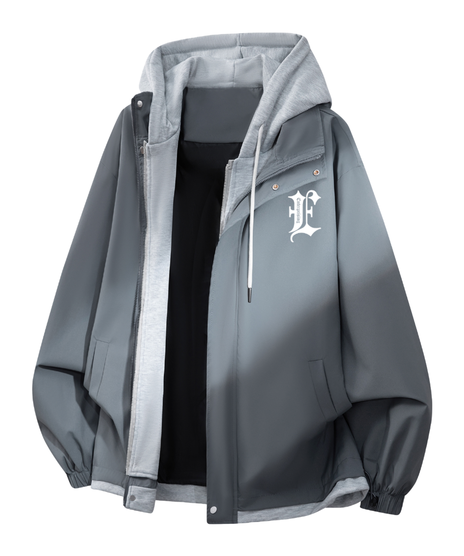 Warrior retro American solid color fake two-piece splicing contrasting loose and versatile hooded pilot with thick cotton lining, graphene heat storage insulation, warm work clothes, cotton jacket jacket, unisex  VJSNEAKER