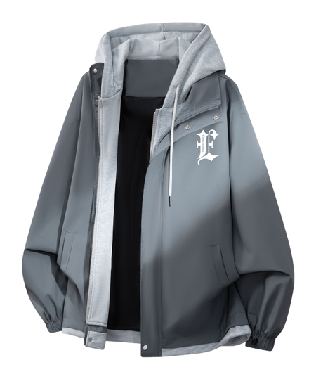 Warrior retro American solid color fake two-piece splicing contrasting loose and versatile hooded pilot with thick cotton lining, graphene heat storage insulation, warm work clothes, cotton jacket jacket, unisex  VJSNEAKER