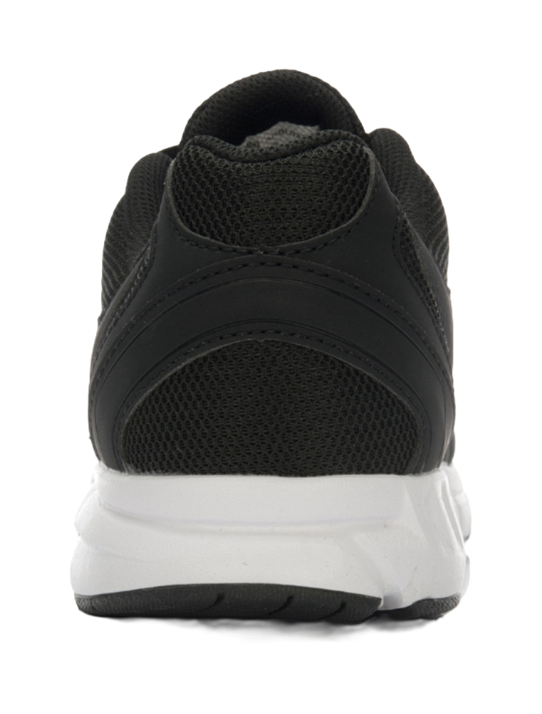 Li-Ning running shoe heel view, black mesh panel and white midsole