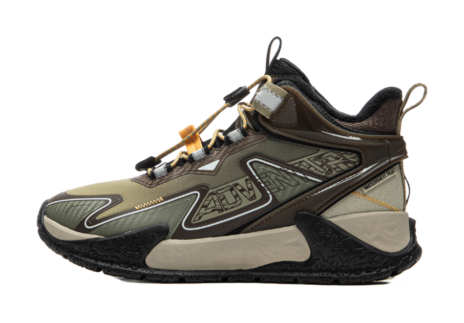 LINING YOUNG Outdoor Slip Resistant Cushioning Rebound Thermal Mid Top Kids Outdoor Shoes Agarwood Green Kids  VJSNEAKER