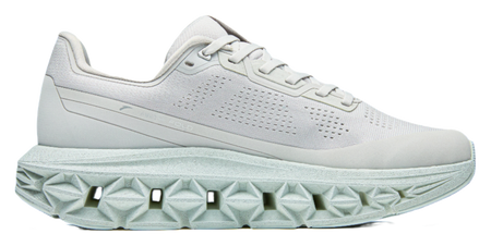 Anta low-top running shoes, light gray upper with lace-up and textured side panels