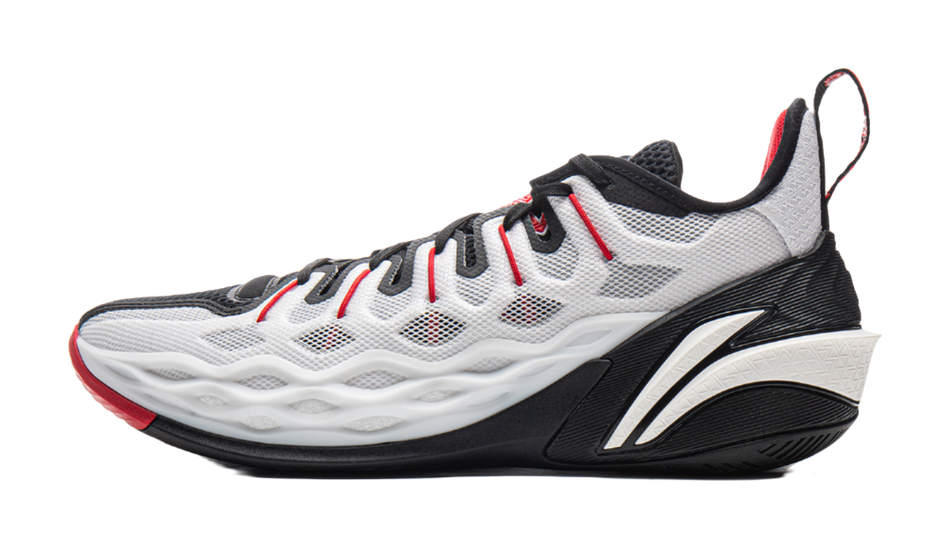 LiNing Buckets Shock Absorbers Slip Resistant Breathable Low Top Basketball Shoes Mens Black White  VJSNEAKER