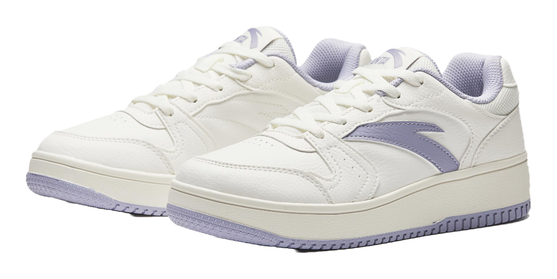 Anta Original Year Slip Resistant Height Increasing Low top Skateboard Shoes Women's White Purple 