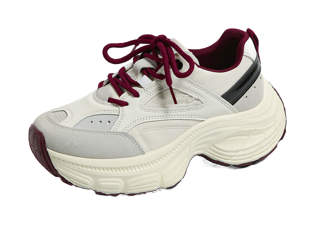 HUANQIU Cushioning, Slip Resistant, Abrasion Resistant, Height Increasing Low top Chunky Sneakers Women's 