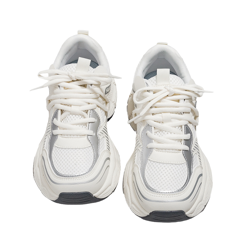 HUANQIU Slip Resistant, Breathable, Lightweight Low top Chunky Sneakers Women's Ecru 