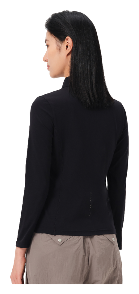 Boxi and PELLIOT outdoor sports antibacterial fabric, quick drying, comfortable, soft, wrinkle resistant stand collar, slim fit, hiking, hiking, running, breathable, fashionable, versatile, long sleeved hoodie, base coat, T-shirt for women  vjsneaker.com