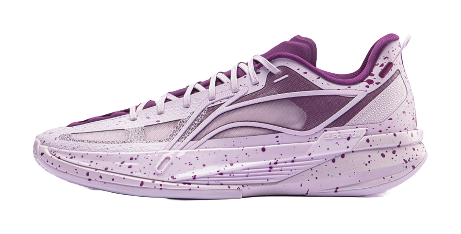Li-Ning low-top basketball shoes in lavender and purple with lace-up closure