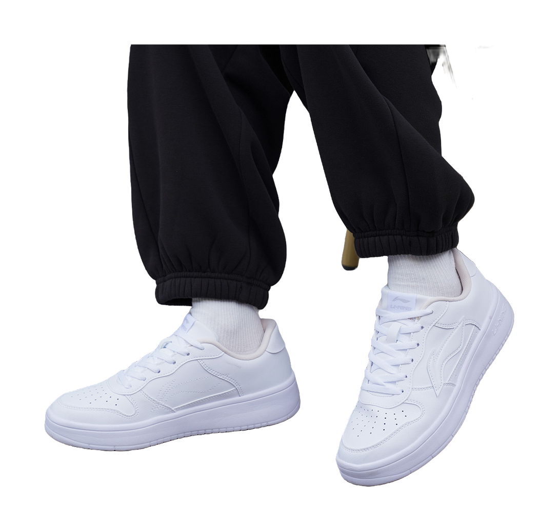 LiNing Pontoon Boats Anti Slip Wear Resistant Breathable Height Increasing Low Top Skateboard Shoes Women's White 
