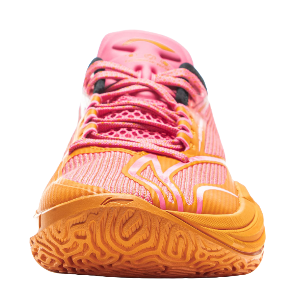 LiNing Cushioning, Slip Resistant, Abrasion Resistant, Rebound Grip Low Top Basketball Shoes Mens Pink Orange  VJSNEAKER