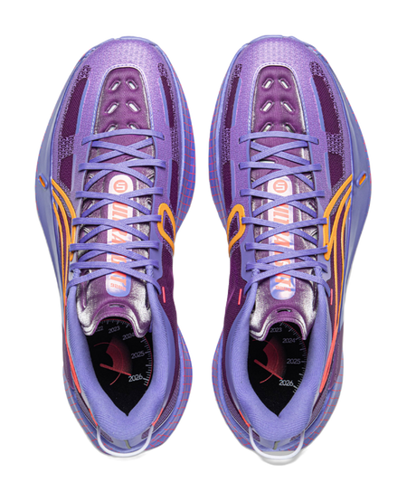 Li-Ning purple basketball shoes with lace-up uppers and multi-color interior lining