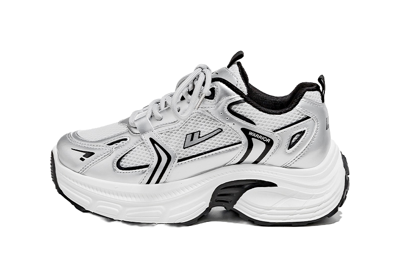 Warrior Cushioning And Breathable Low Top Chunky Sneakers Unisex White Dark Blue  vjsneaker.com