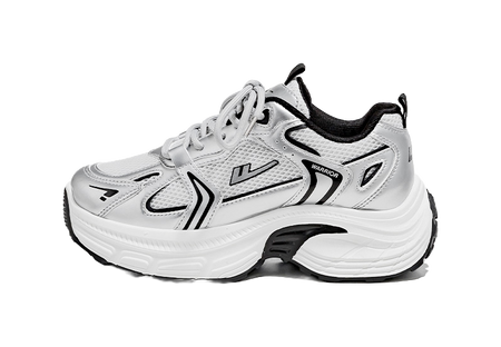 Warrior Cushioning And Breathable Low Top Chunky Sneakers Unisex White Dark Blue  vjsneaker.com