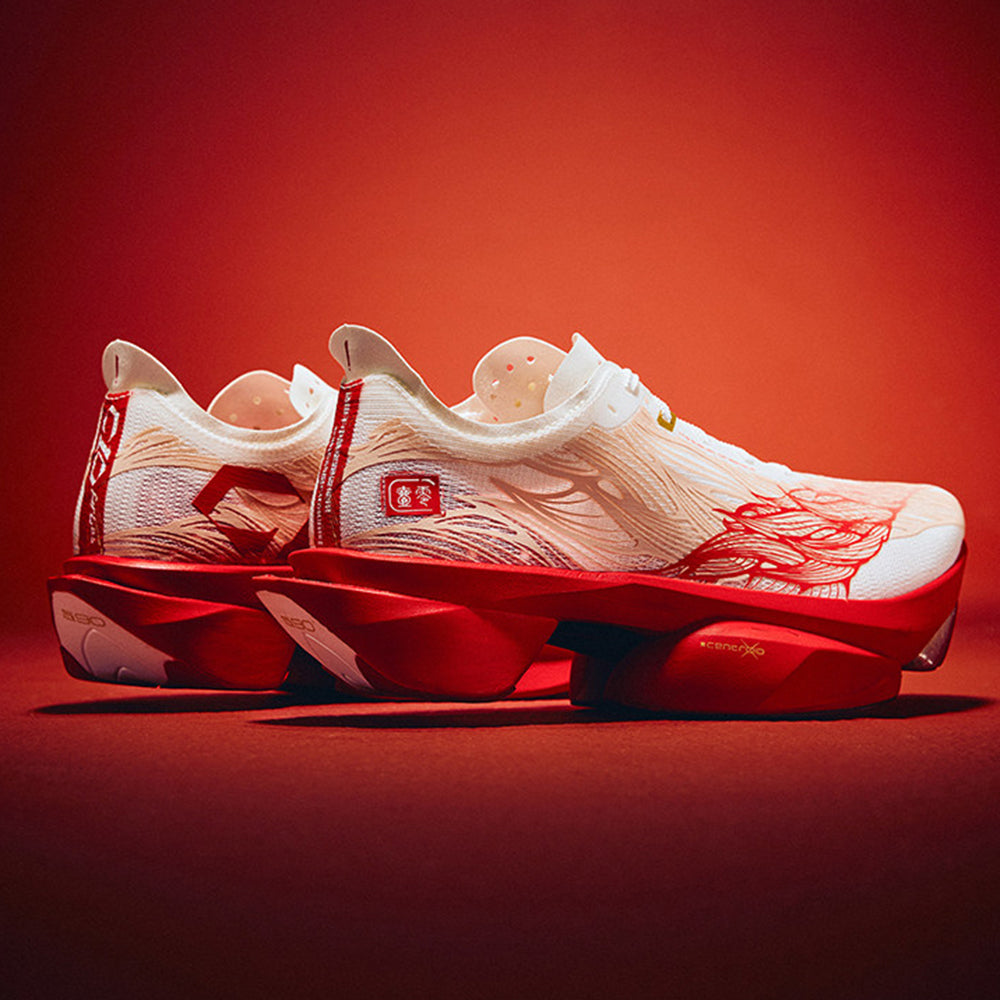 Anta C10 PRO 2.0 running shoes, white mesh upper with red heel and side graphic