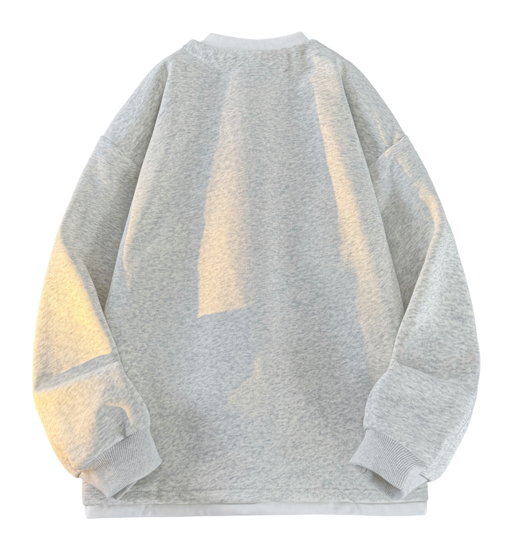 Warrior Revival Wind and Wave Series American Trendy College Style Letter Print Color Contrast Splicing Fake Two Piece Loose Casual Versatile Hoodie Bottom Wear Warm Henley Collar Long Sleeve T-shirt Unisex  vjsneaker.com