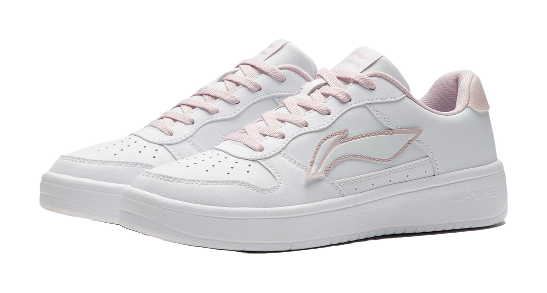 LiNing Pontoons Slip Resistant, Abrasion Resistant, Lightweight, Breathable Low top Skateboard Shoes Women's White Pink 
