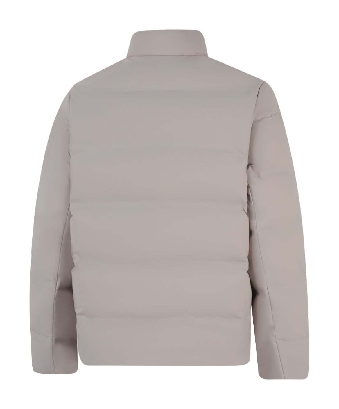 Men's dusty gray puffer down jacket back view with stand collar
