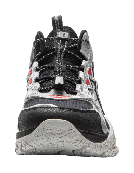 Li Ning Children's Peak Climbing 2 Reflective Comfortable Trendy Fashion Shock Absorbent Rebound Waterproof Support Mid Top Children's Outdoor Shoes Black Silver  VJSNEAKER