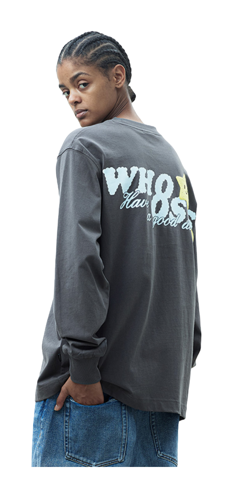 WHOOSIS weather series crochet pocket round neck long sleeve American China-Chic heavy weight casual loose spring autumn winter campus sweater T-shirt for men and women  vjsneaker.com