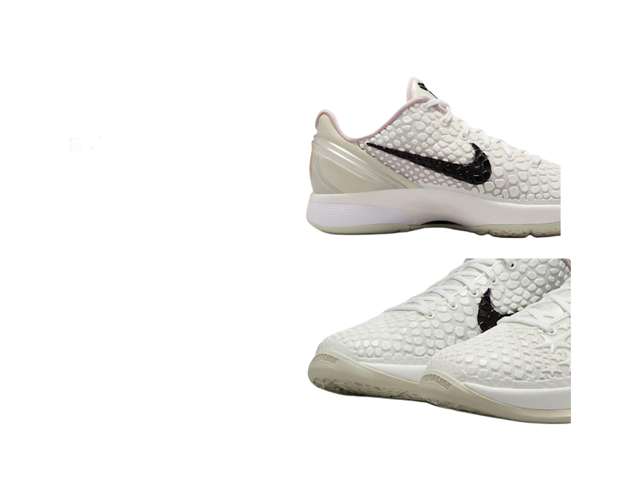 Nike Zoom Kobe 6 Anti Slip Wear Resistant Low Top Childrens Basketball Shoes White  VJSNEAKER