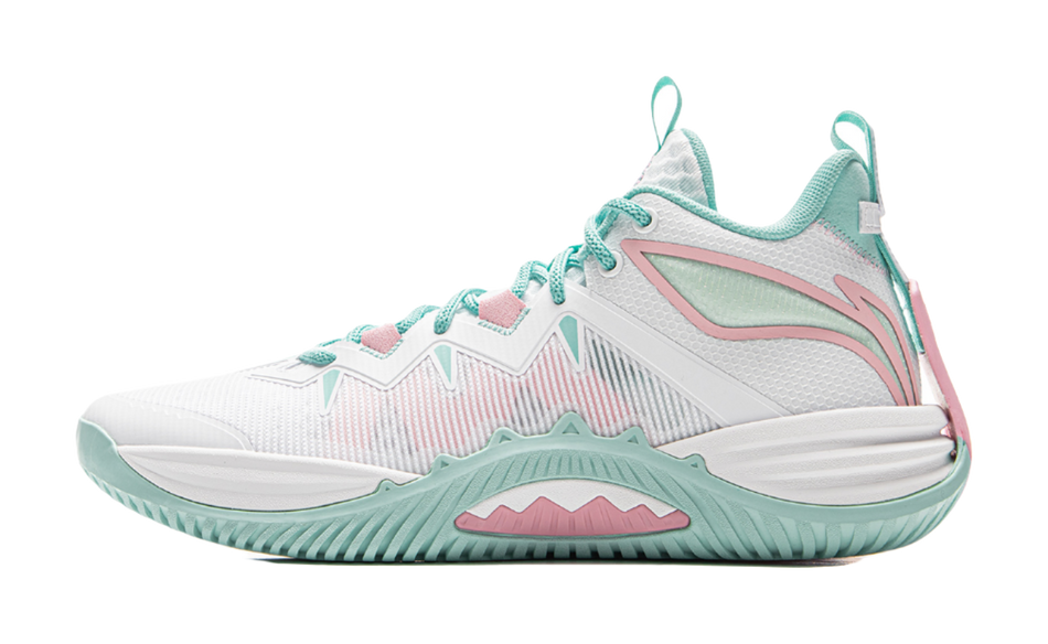 LiNing Storm 10 Cushioning Slip Resistant Breathable Rebound Low Top Basketball Shoes Mens White Green  VJSNEAKER