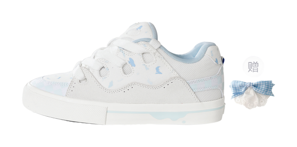 Ollieskate Slip Resistant, Abrasion Resistant, And Balanced Low Top Skateboard Shoes Unisex White Blue 