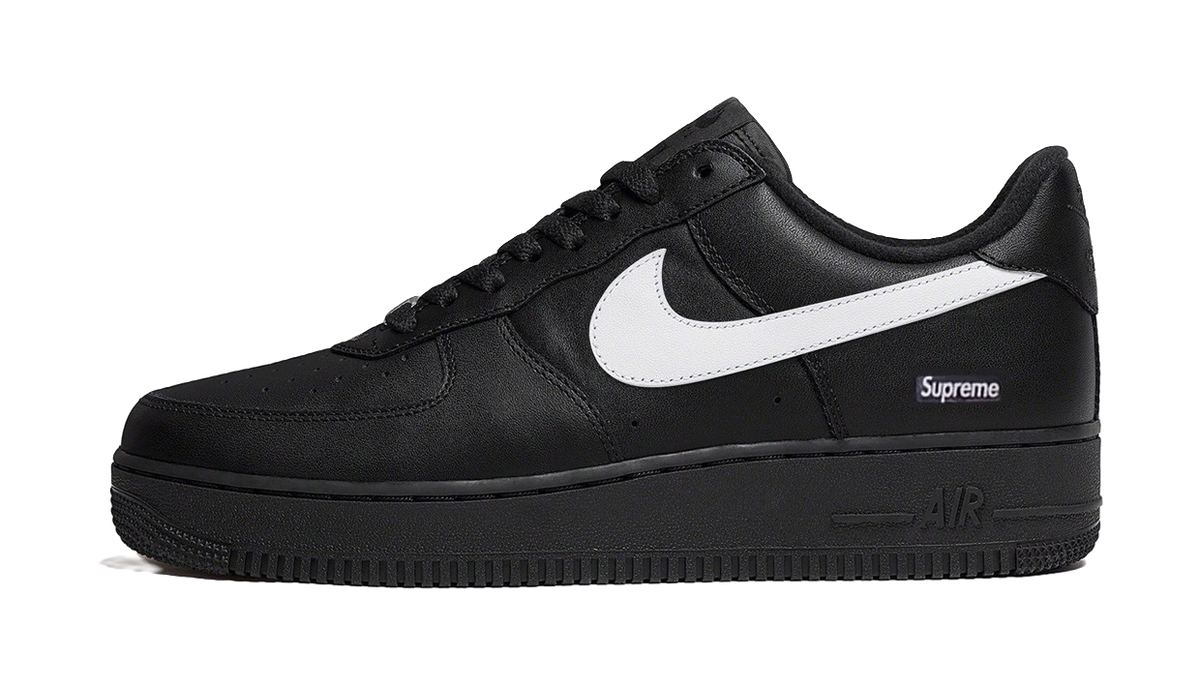 Nike x Supreme Air Force 1 Slip Resistant Abrasion Resistant Low top Skateboard Shoes Unisex Black  vjsneaker.com