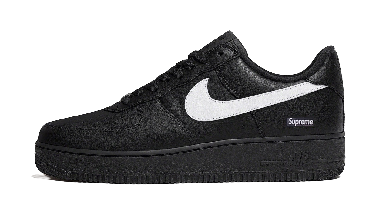 Nike x Supreme Air Force 1 Slip Resistant Abrasion Resistant Low top Skateboard Shoes Unisex Black  vjsneaker.com