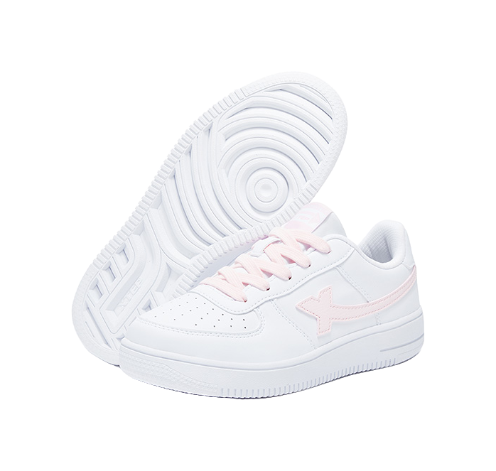 XTEP Air Force 1 Abrasion Resistant Breathable Slip Resistant Low top Kids' Skateboarding Shoes White Pink Teenagers 