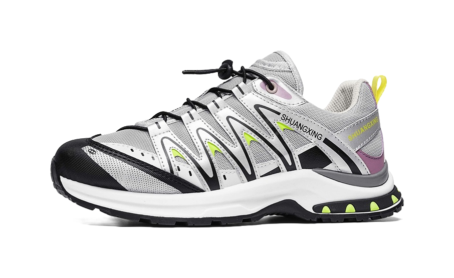 Double Star Outdoor Sports and Leisure Trendy Versatile Shock Absorbent Anti slip Breathable Lightweight Low cut Mountaineering and Hiking Shoes for Men, Black Silver Green