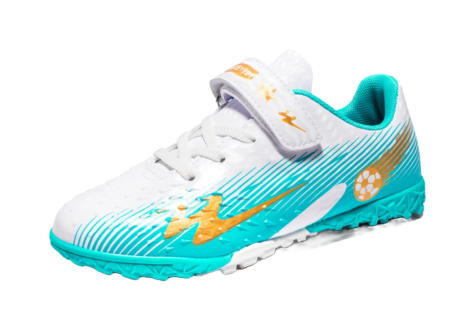 Double Star TF Broken Nail Sports Leisure Non slip Anti kick Lightweight Shock Absorbent Low cut Football Shoes White Moon Orange Children's Edition  VJSNEAKER