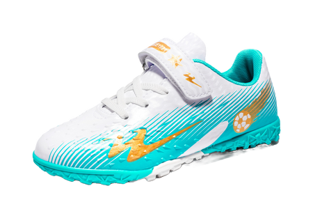 Double Star TF Broken Nail Sports Leisure Non slip Anti kick Lightweight Shock Absorbent Low cut Football Shoes White Moon Orange Children's Edition  VJSNEAKER