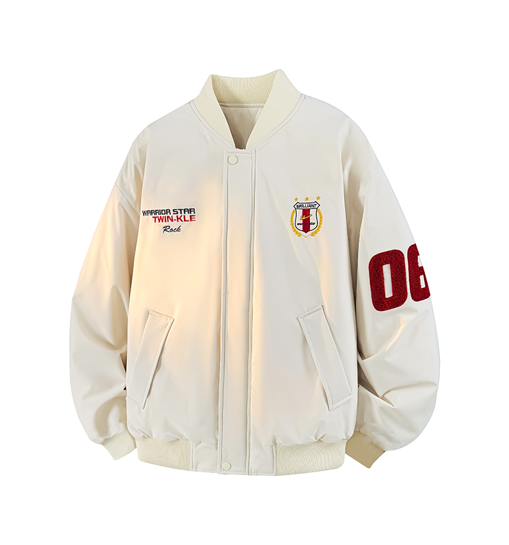 Warrior Revival Tide Cloud Sail Series Autumn and Winter Versatile Digital Loose Casual Plus Cotton Thick Long Sleeve Cotton Jacket Cotton Coat Baseball Jacket Unisex  VJSNEAKER