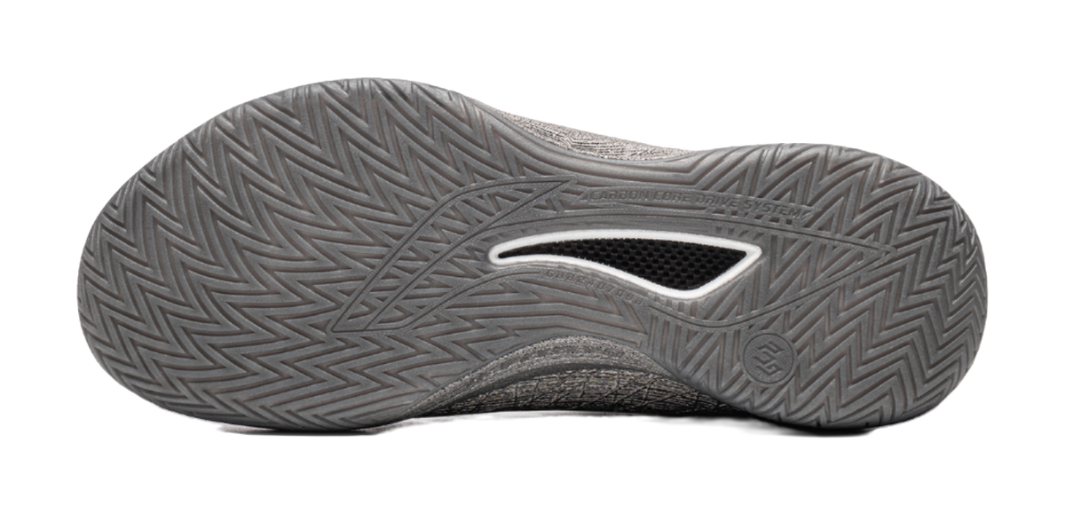 Li-Ning Gamma 2 basketball shoe outsole with textured herringbone tread
