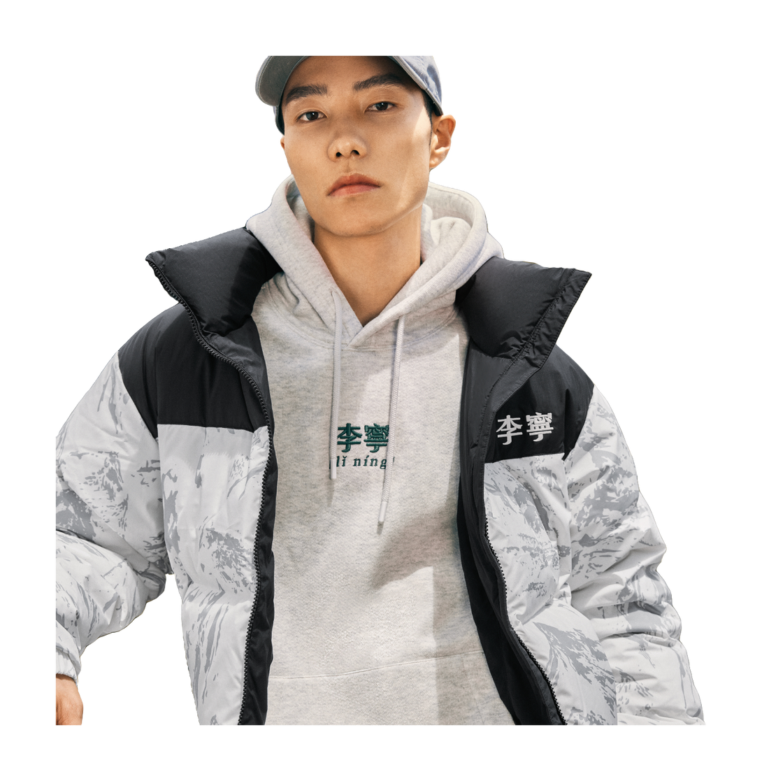LiNing Fondue Down Series Down Jacket Unisex White Gray Snow Mountain  VJ SNEAKER