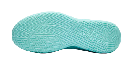 ANTA KT11 low-top basketball shoes outsole in light blue with traction pattern