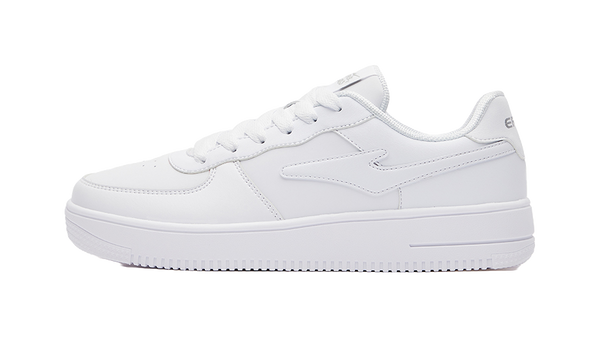 Erke Air Force One Slip Resistant Abrasion Resistant Low top Skateboard Shoes Women's True White Bright Silver 