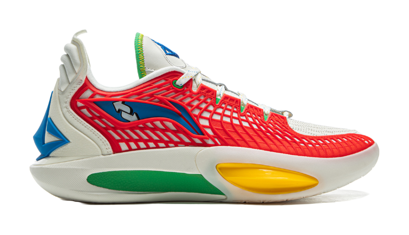 LiNing JB3 Coverage Anti Rollover Low Top Basketball Shoes Mens White Blue Red  VJSNEAKER