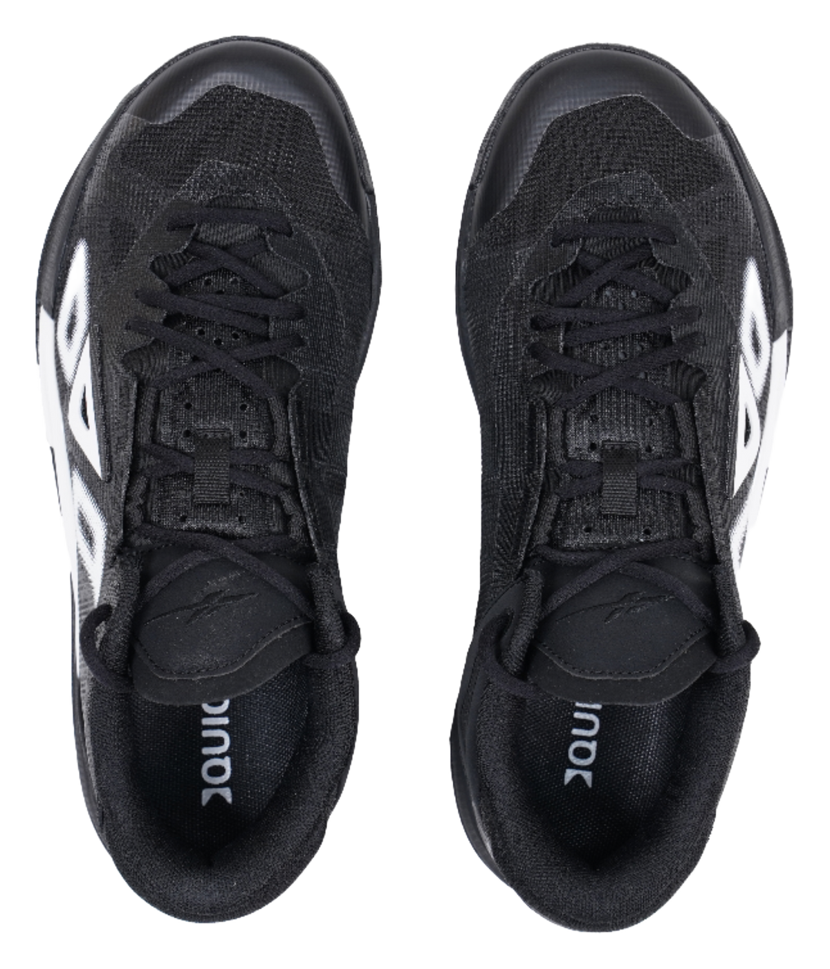 Low-top basketball shoes, black lace-up with black tongue and white side logo