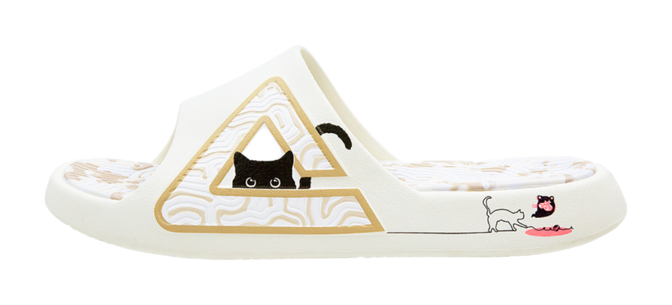 PEAK Taichi 1.0 "Fortune Cat" DL520357 - Sports Slide Unisex Ivory Yellow White