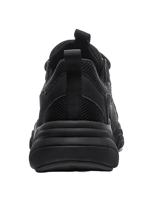 Warrior Slip Resistant, Abrasion Resistant, Breathable Low Top Chunky Sneakers Unisex All Black 