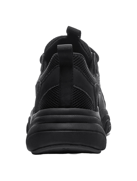 Warrior Slip Resistant, Abrasion Resistant, Breathable Low Top Chunky Sneakers Unisex All Black  vjsneaker.com