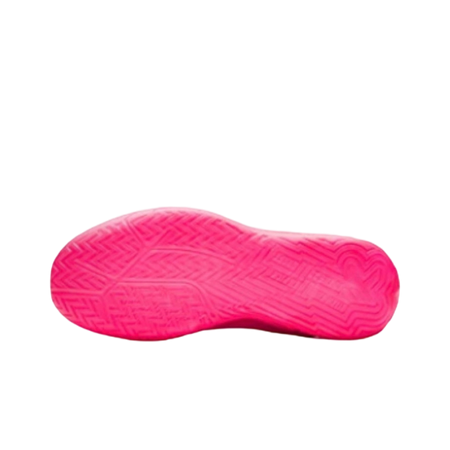 Pink basketball shoes with textured outsole and lace-up low-top design